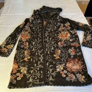 Biya Johnny Was Embroidered Floral Sweater Jacket